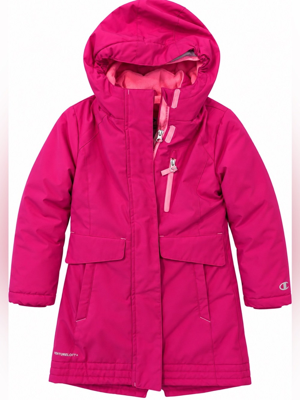 Champion Girls 6X Pink Insulated Winter Coat Fleece Lined Hooded